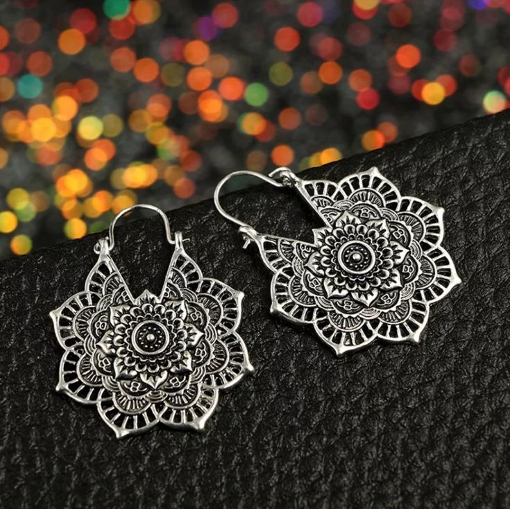 Antiqued Silver Mandala Bali Earrings