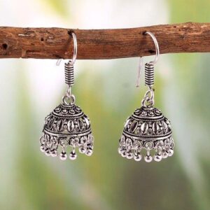 925 Pure Sterling Silver Gemstone Jhumka Earrings