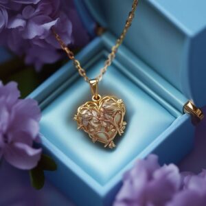 Golden Bird Heart Locket